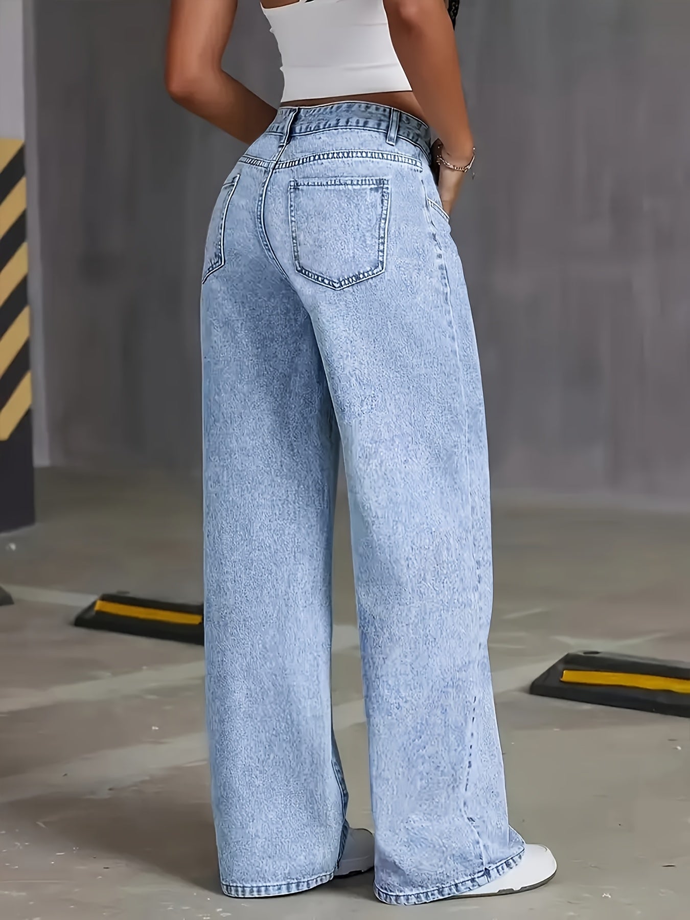 Elia™ | Damen Jeans mit weitem Bein und elastischem Material