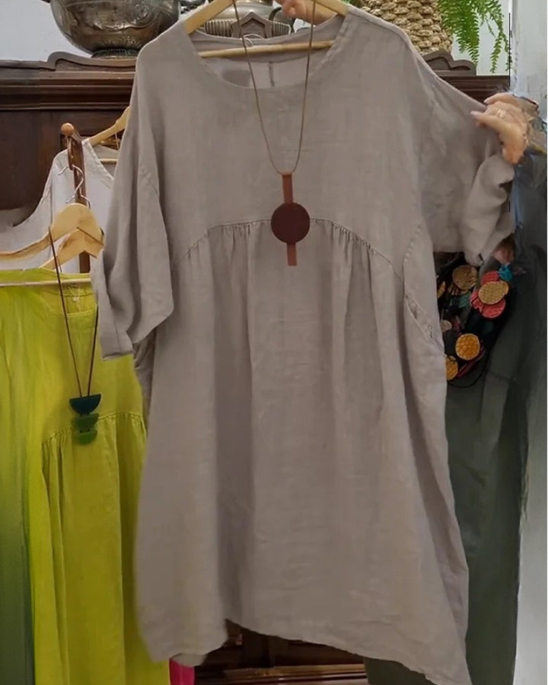 Mandira™ | Elegantes Kleid aus Baumwolle und Leinen