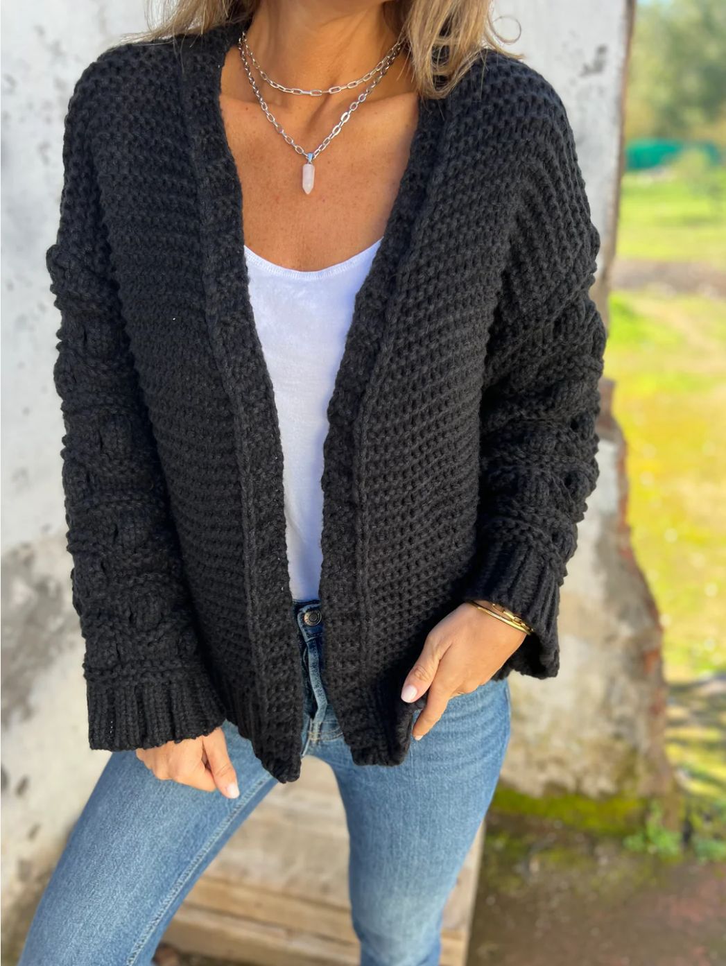 Chama™ | Eleganter Einfarbiger Wollcardigan