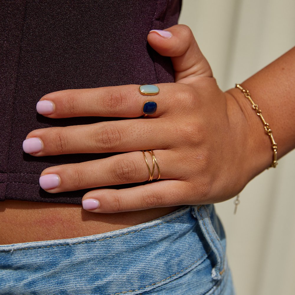 Ava™ | Eleganter Wickelring mit Aquamarin