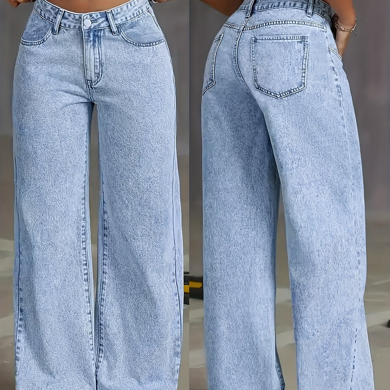 Elia™ | Damen Jeans mit weitem Bein und elastischem Material