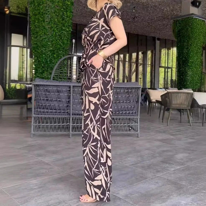 Faye™ | Elegantes Set mit Druck und weitem Hosen