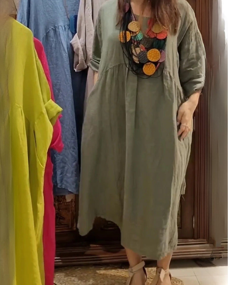 Mandira™ | Elegantes Kleid aus Baumwolle und Leinen