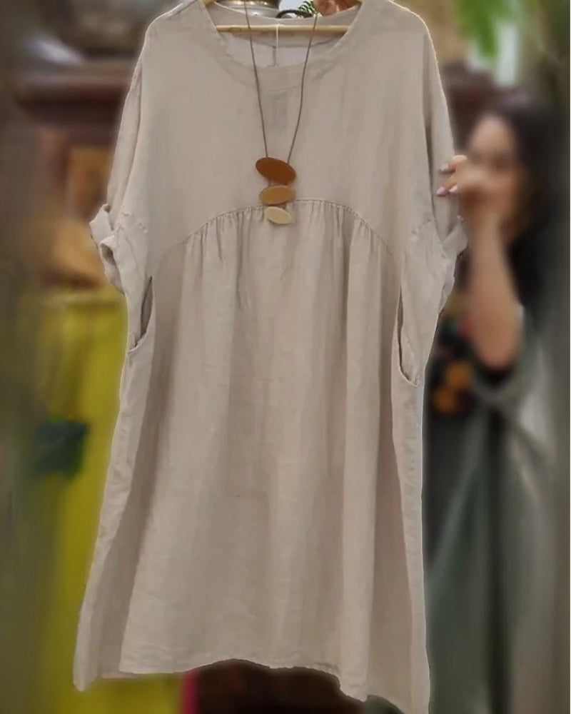 Mandira™ | Elegantes Kleid aus Baumwolle und Leinen