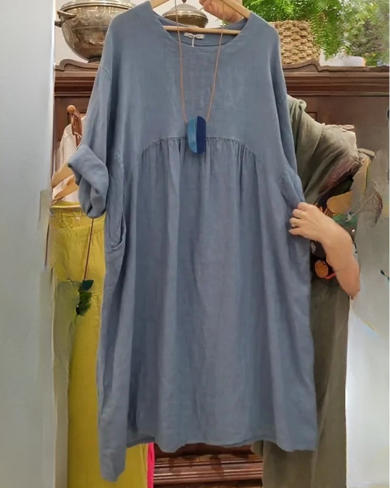 Mandira™ | Elegantes Kleid aus Baumwolle und Leinen