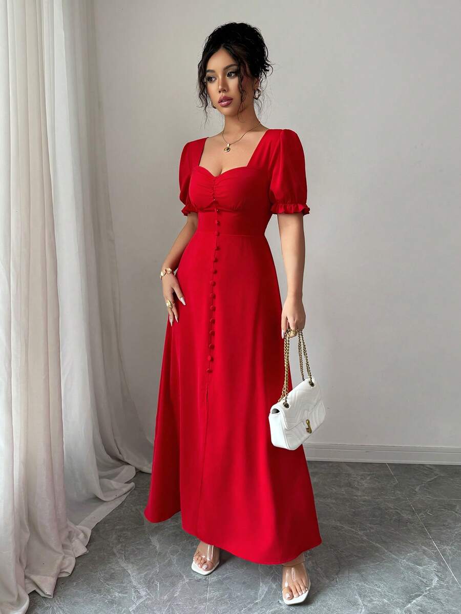 Feriza™ | Elegantes Kleid mit Quadrat-Ausschnitt