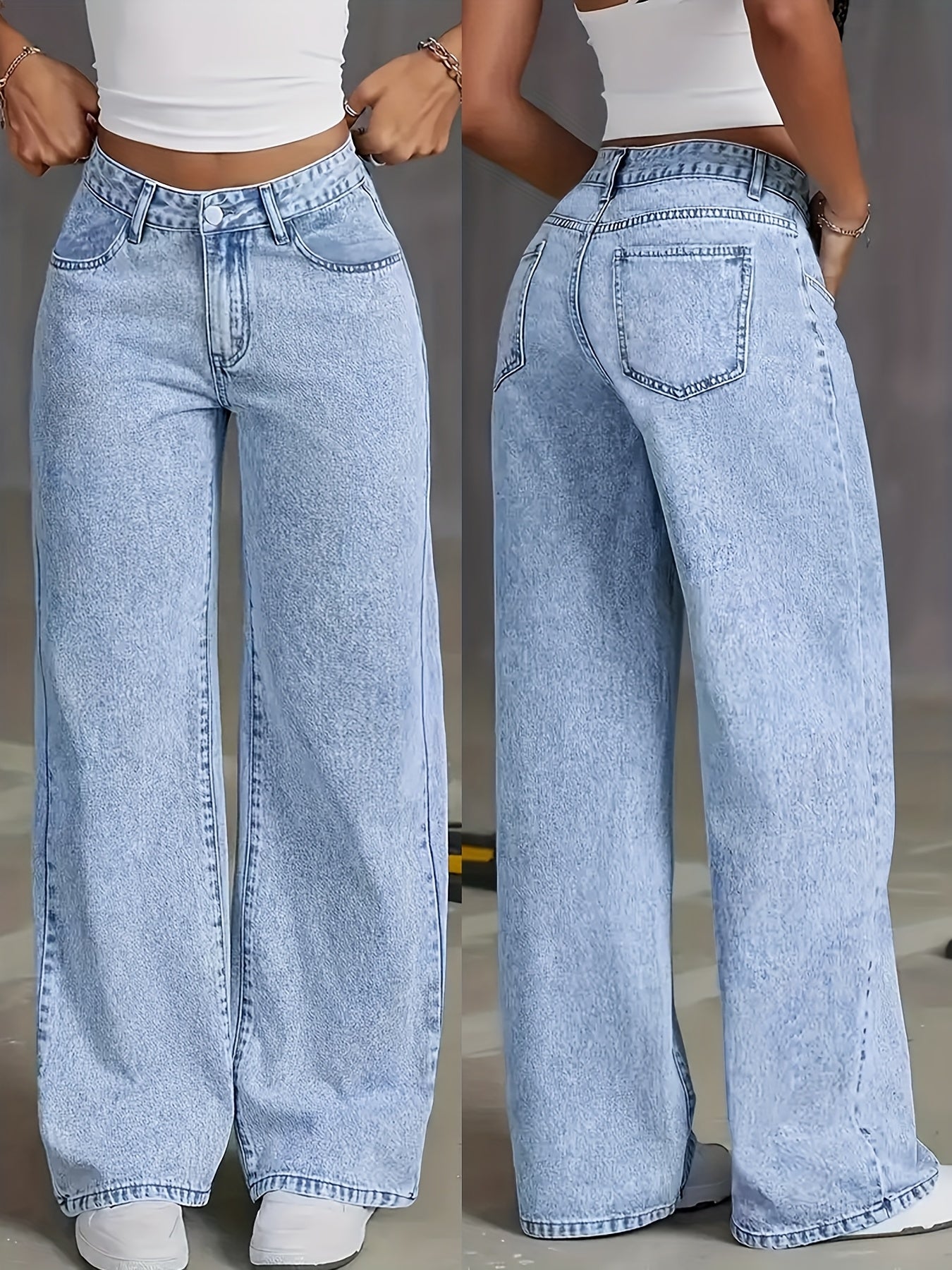 Elia™ | Damen Jeans mit weitem Bein und elastischem Material