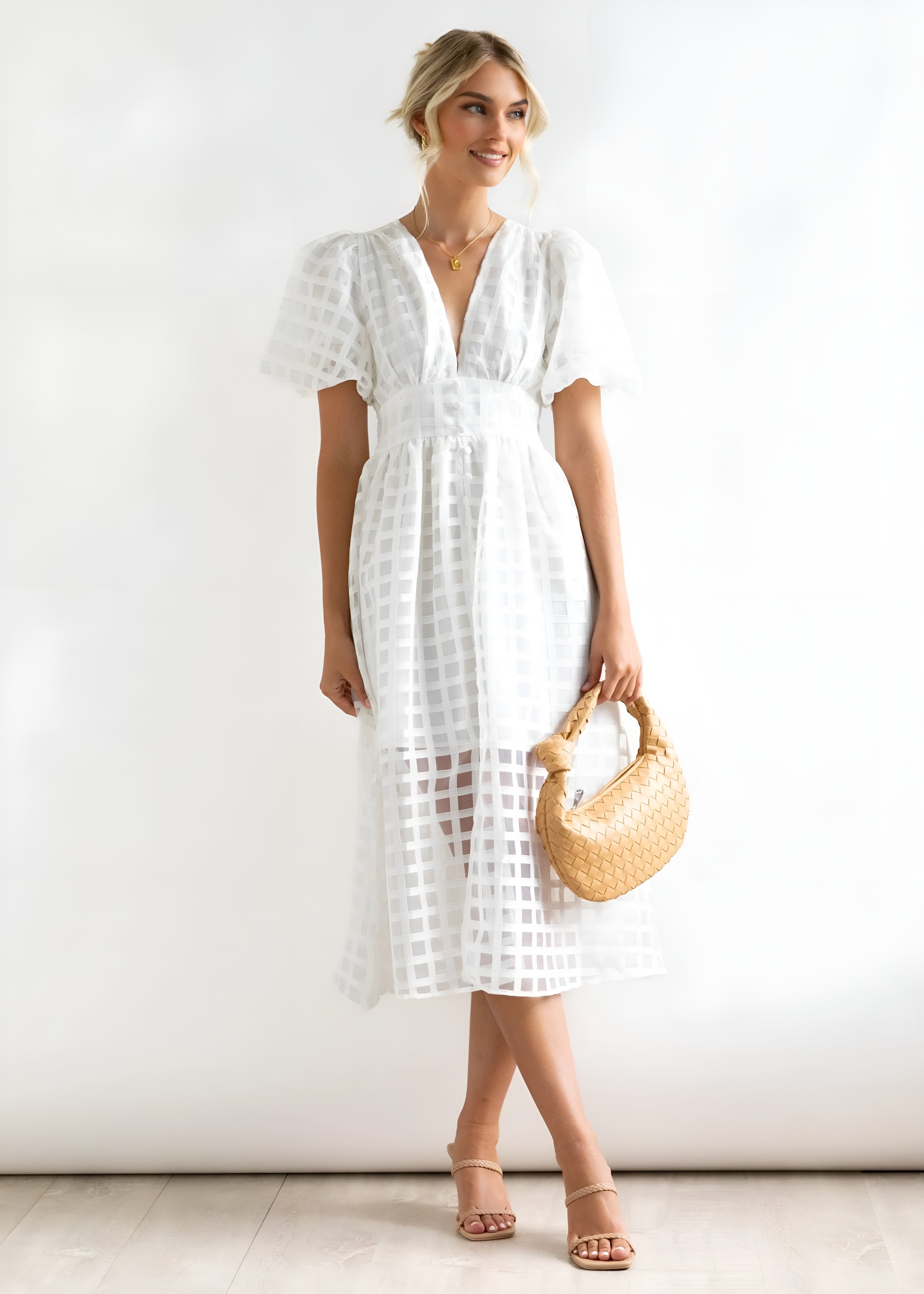 Élina™ | Elegantes Midi Kleid mit grafischem Design