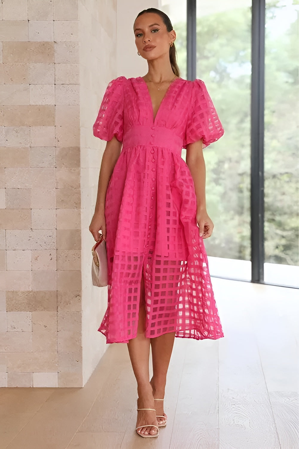 Élina™ | Elegantes Midi Kleid mit grafischem Design