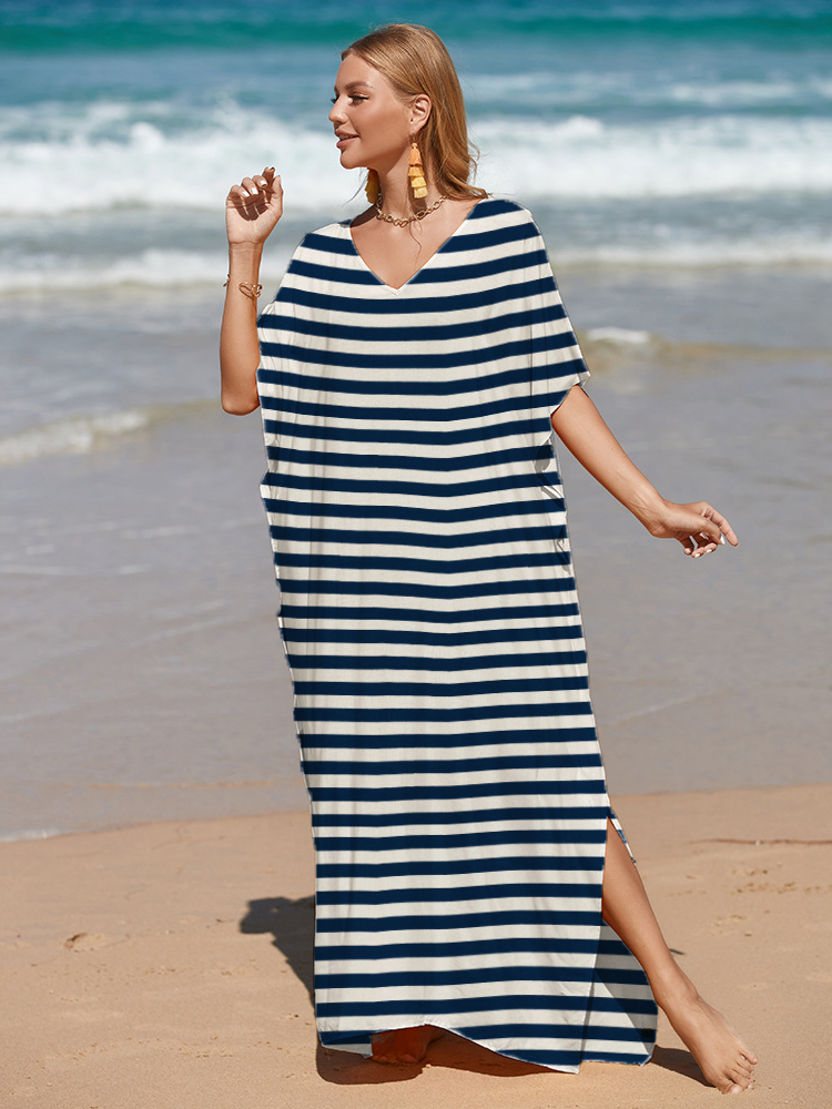 Marina™ | Elegantes Tropisches Streifen-Kleid aus Baumwolle