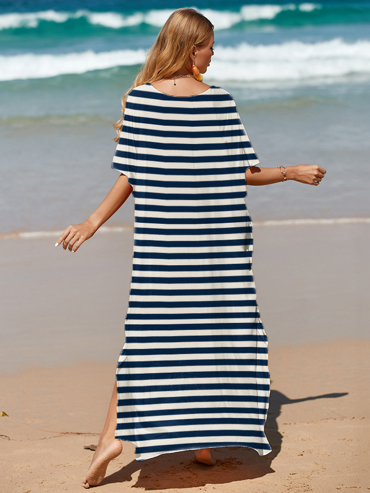 Marina™ | Elegantes Tropisches Streifen-Kleid aus Baumwolle