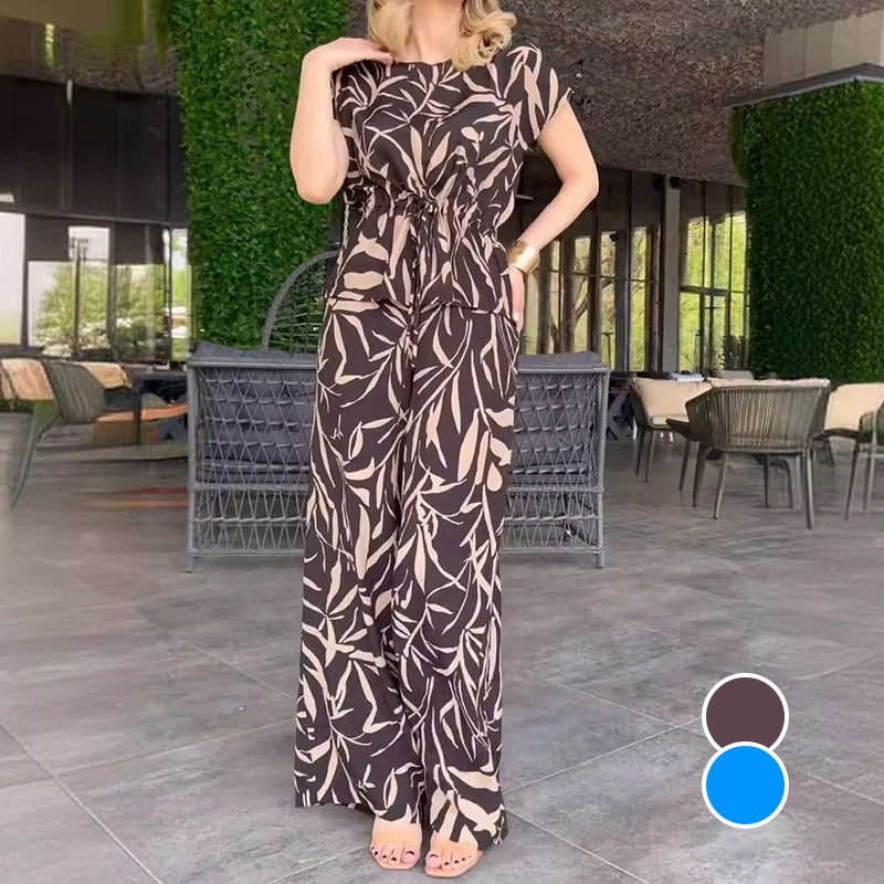 Faye™ | Elegantes Set mit Druck und weitem Hosen