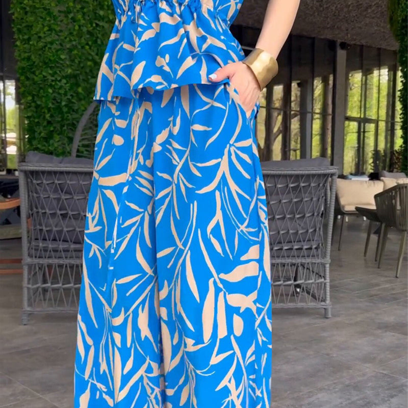 Faye™ | Elegantes Set mit Druck und weitem Hosen