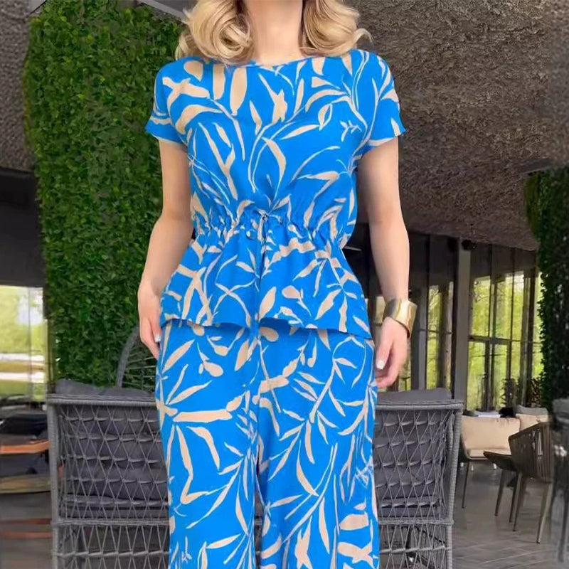 Faye™ | Elegantes Set mit Druck und weitem Hosen