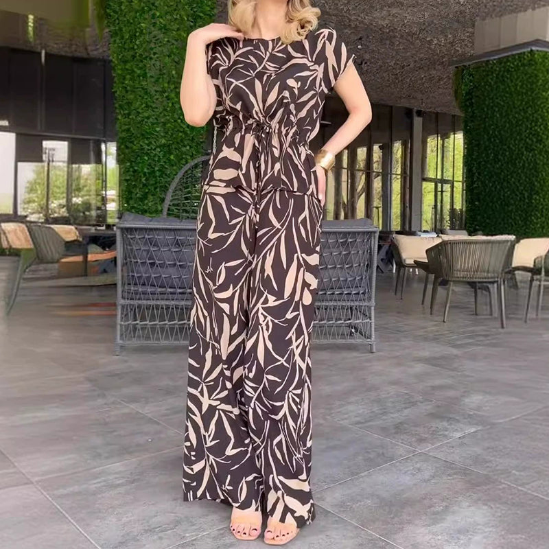 Faye™ | Elegantes Set mit Druck und weitem Hosen
